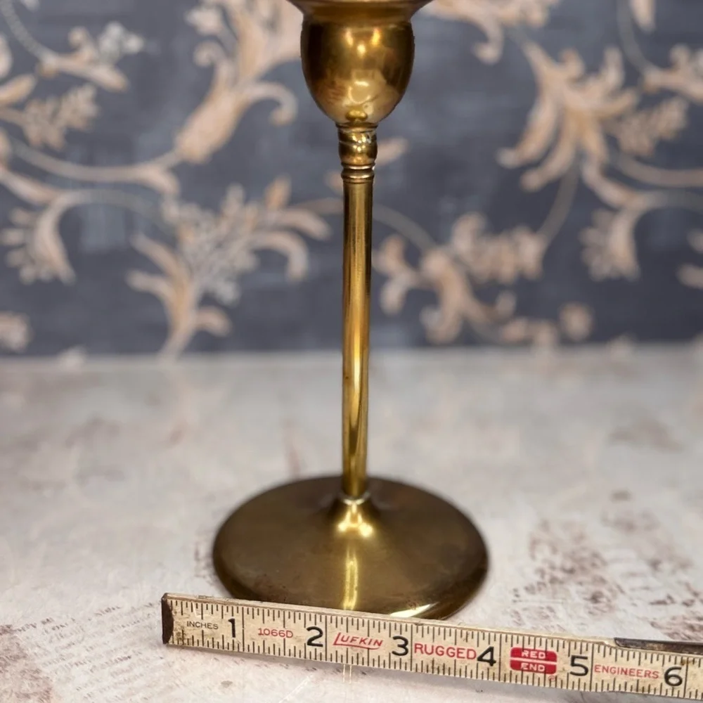 Vintage Brass Candlestick Holder Tall Taper Estate Find Patina